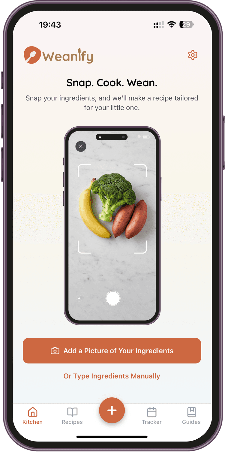 Weanify app kitchen screen